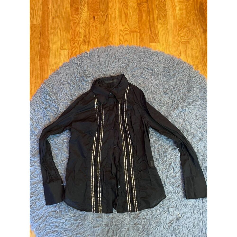 Express Design Studio Black Embellished Button Down Shirt Size L